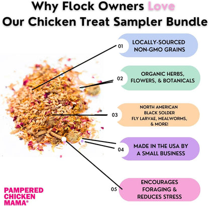 Pampered Chicken Mama Chicken Treat for Hens 8 Pounds Sampler Bundle: 8 Different Treats in One