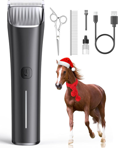 oneisall Horse Clippers,Low Noise Horse Trimmer Shaver Kit for Matted Long Hair,2 Speed Cordless