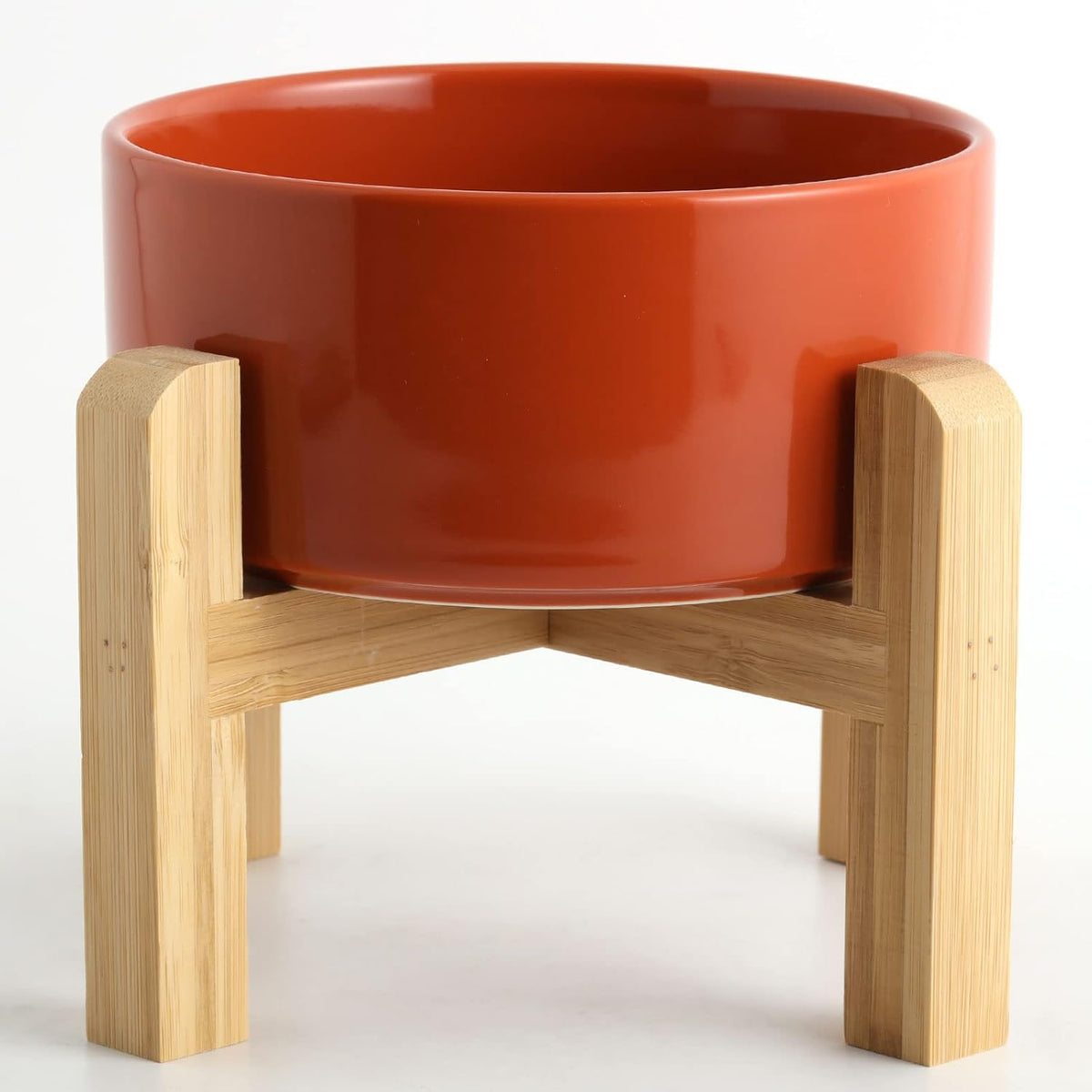 Petygooing Rust Red Elevated/Raised Ceramic Dog Bowl for Small Breeds, Dog Food Water Dish with