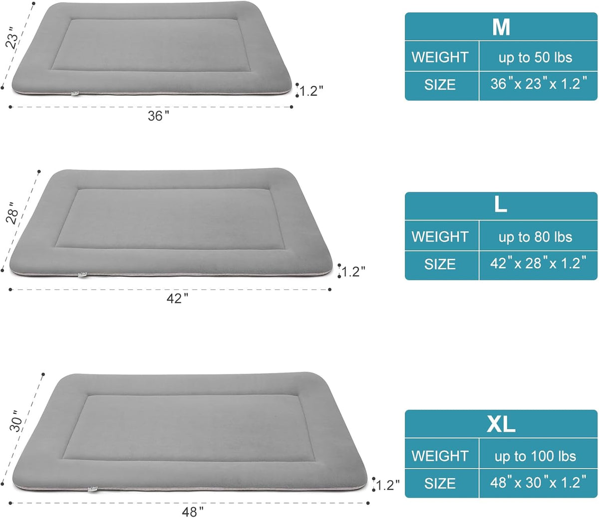 Magic Dog Soft Large Bed Crate Pad Mat, 42 Inches Machine Washable Pet Bed With Non-Slip Bottom