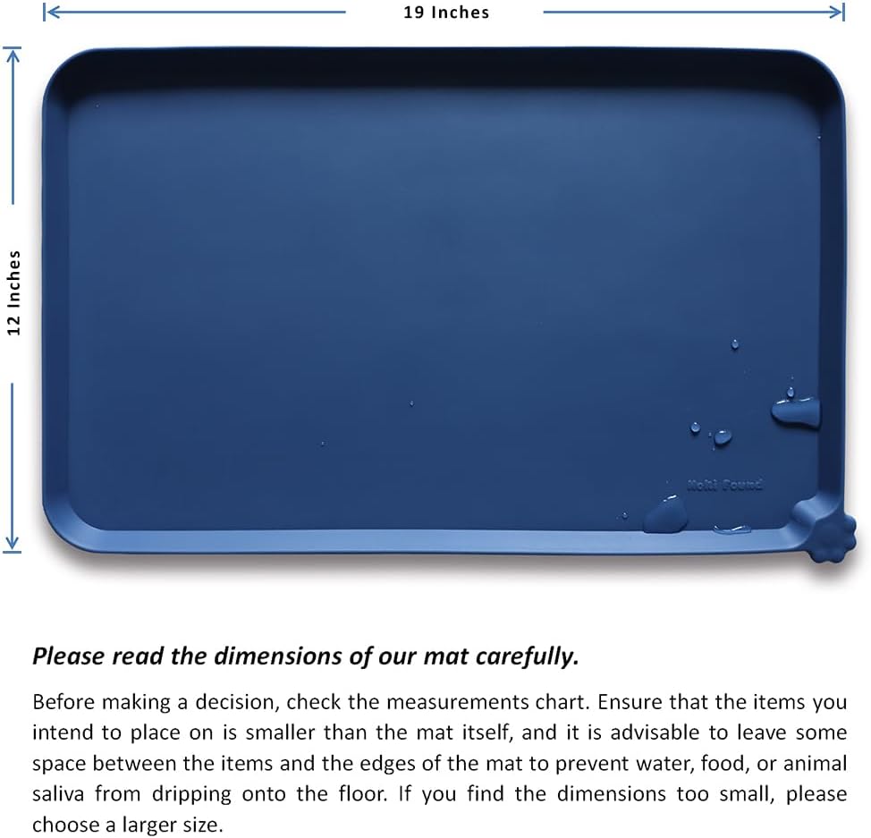 Hoki Found Silicone Pet Food Mats - Non Slip Dog Cat Bowl Placemats - Waterproof Dog Cat Food Mats
