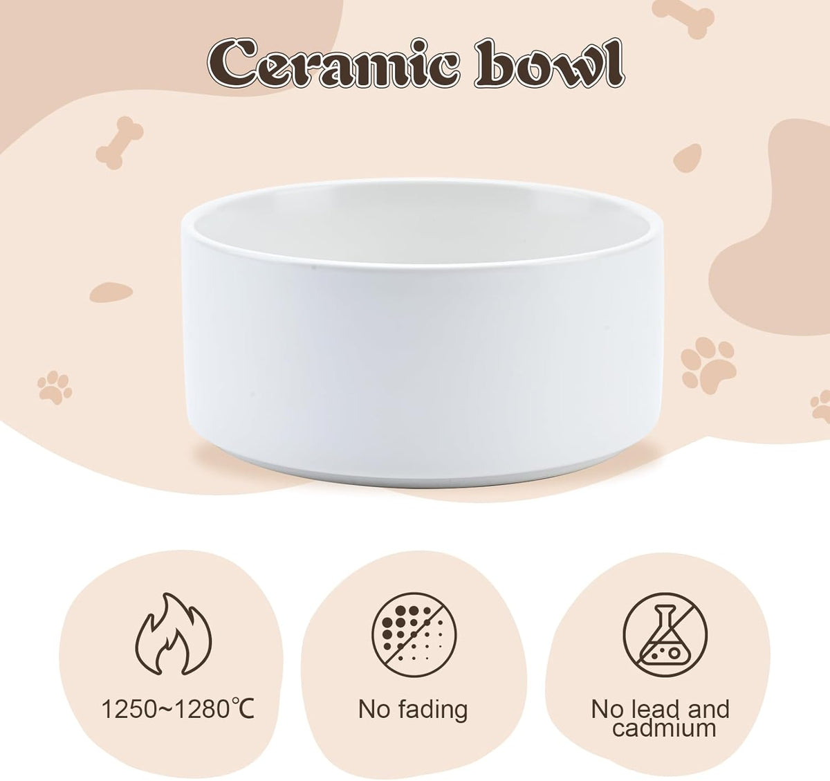 SPUNKYJUNKY Raised Ceramic Dog Bowls Set with Non-Slip Acacia Wood Stand for Large Sized Dog(60.87