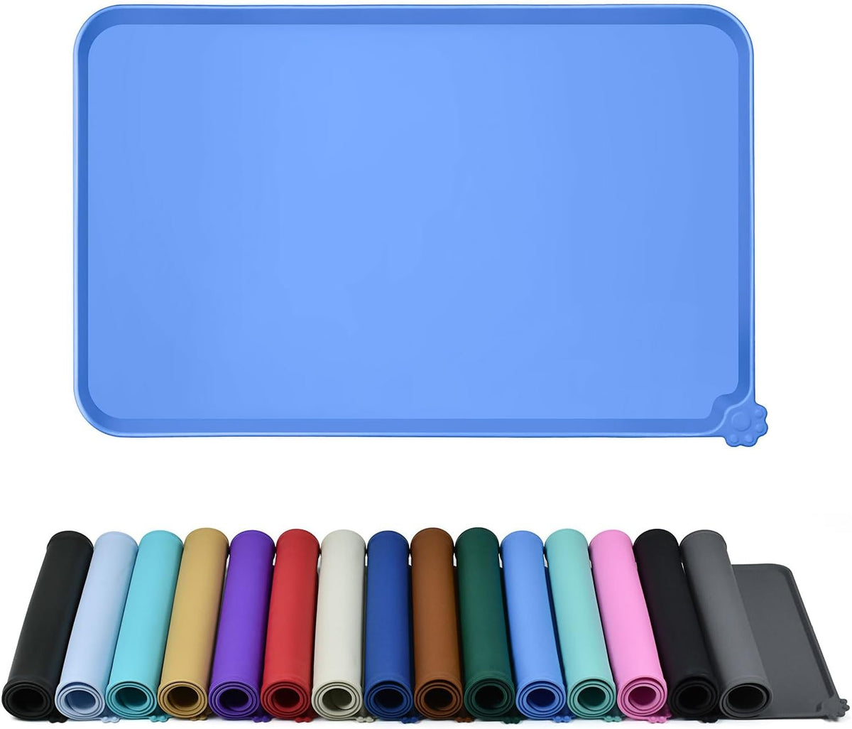 Waterproof Pet Feeding Mat with High Raised Edges, Heavier and Thicker Placemats for Cat Dog Water