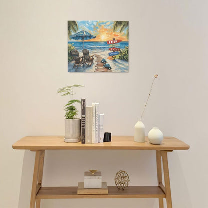 Beach Ocean Bathroom Pictures Wall Art, Seaside Coastal Bathroom Wall Decor, Sunrise Framed