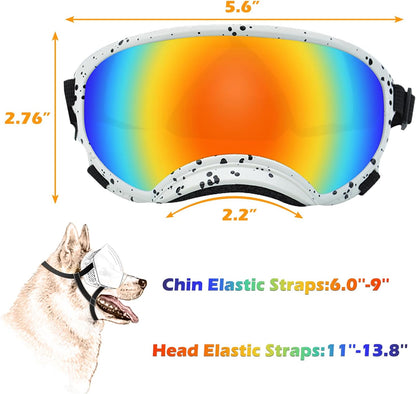 Medium Dog Sunglasses with Adjustable Strap UV Protection, Winproof Dog Puppy Sunglasses, Suitable