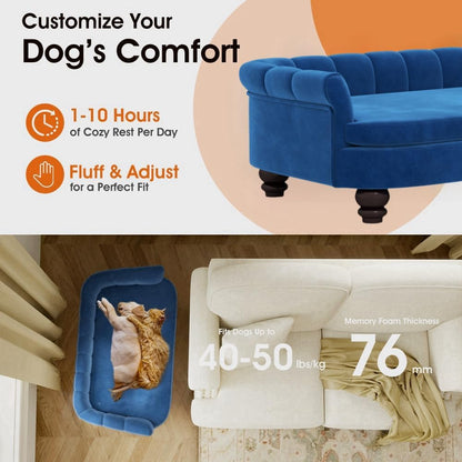 Dog Couch Sofa Bed, Comfortable Pet Sofa for Large and Medium Dogs, Soft Velvet Cushion, Durable