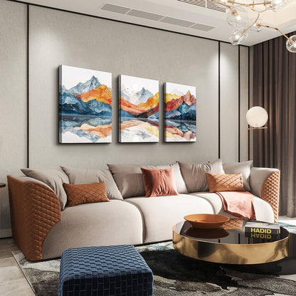 TTHYUEWS Abstract Art for Bedroom & Living Room - Modern Ink Mountain Landscapes - 3 Piece Ready To