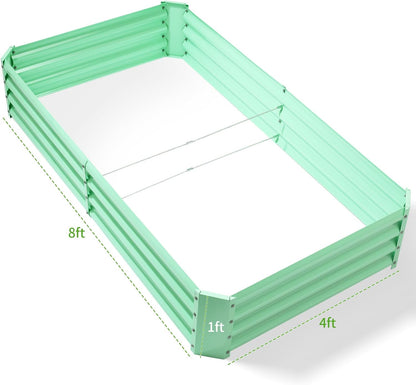 Land Guard 8×4×1ft Galvanized Metal Raised Garden Bed, Metal Planter Kit Box Outdoor for