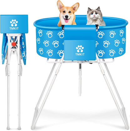 Dog Bathtub, Elevated Dog Bath Tub for Pet Bathing Shower and Grooming. Portable, Foldable with