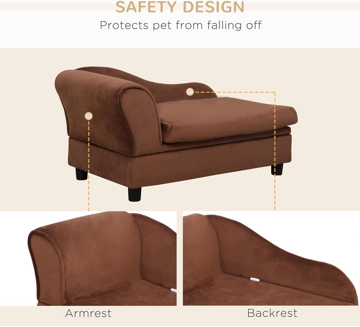 PawHut Luxury Fancy Dog Couch with Hidden Storage, Small Dog Sofa Bed with 2" Soft Foam, Modern Pet