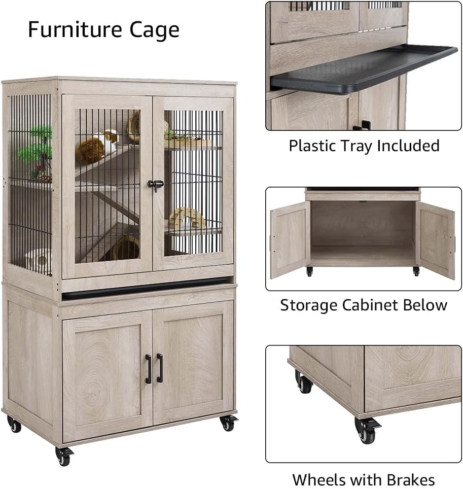 unipaws Ferret Cage with Storage, Large Vertical Hamster Cage, Iguana, Rabbits, Chinchillas, Pet