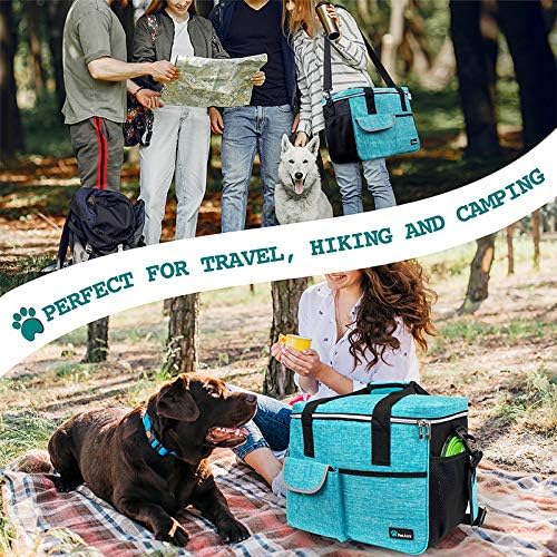 PetAmi Travel Bag Organizer - Dog & Cat Diaper Bag with Food Container and Bowls, Perfect for