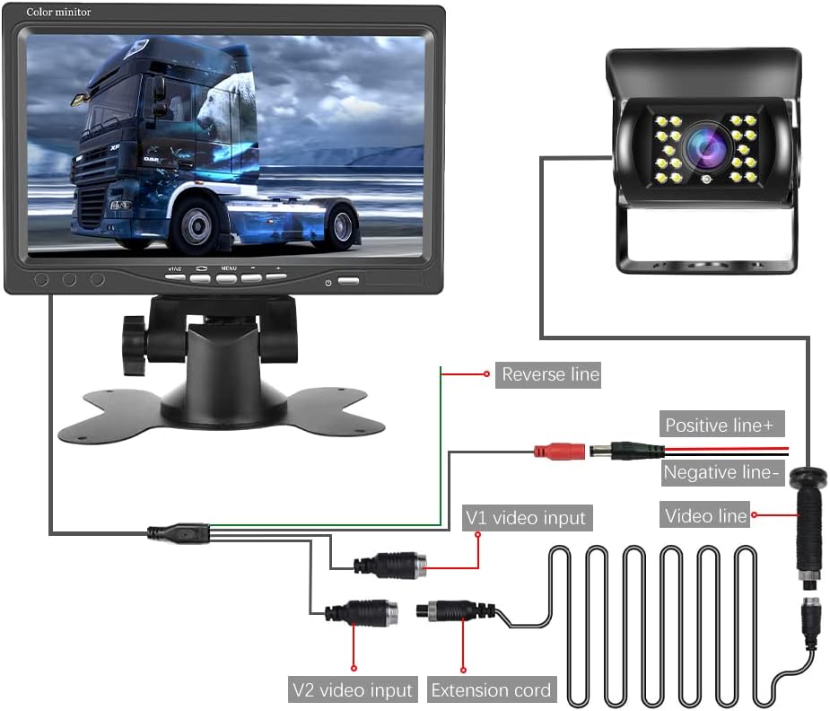 Hikity Backup Camera with Monitor Kit, Waterproof 18 IR LED Night Vision Reverse Camera + 7" Rear