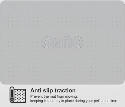 OHMO Dog Food Mat, Silicone Waterproof Cat Food Mat, Non-Skid Spill Proof Pet Feeding Mat for Food