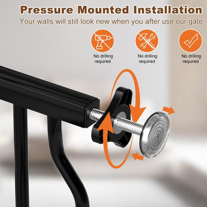 53.1-62.2" Extra Wide Baby Gate for Stairs No Drilling, 30" Tall Auto Close Press Mounted Baby Gate