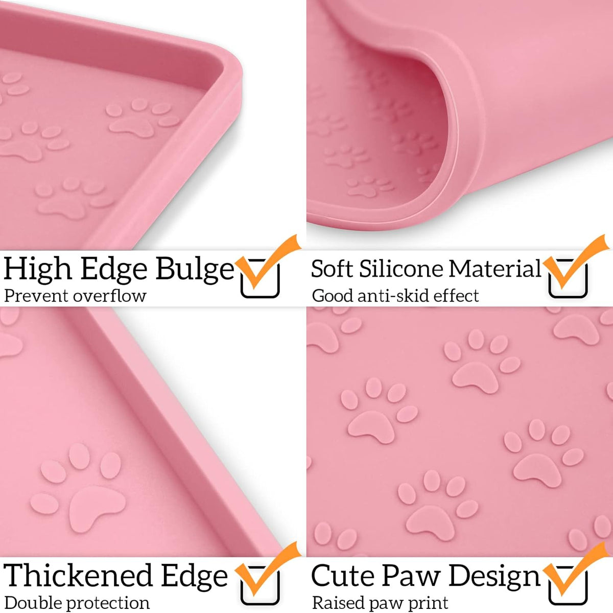 Ptlom Silicone Pet Placemat for Dog and Cat, Waterproof Anti-Slip Pet Feeding Bowl Mats for Food