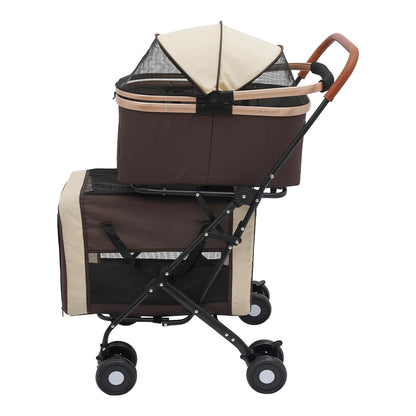 Double Pet Stroller for Dogs and Cats, Foldable Dog Stroller Travel Carriage with Detachable