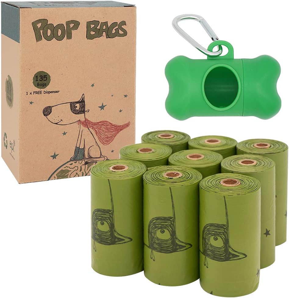 Ley's Dog Poop Bags 135 Count, Biodegradable Poop bags Extra Thick Strong, Eco-Friendly Dog Waste