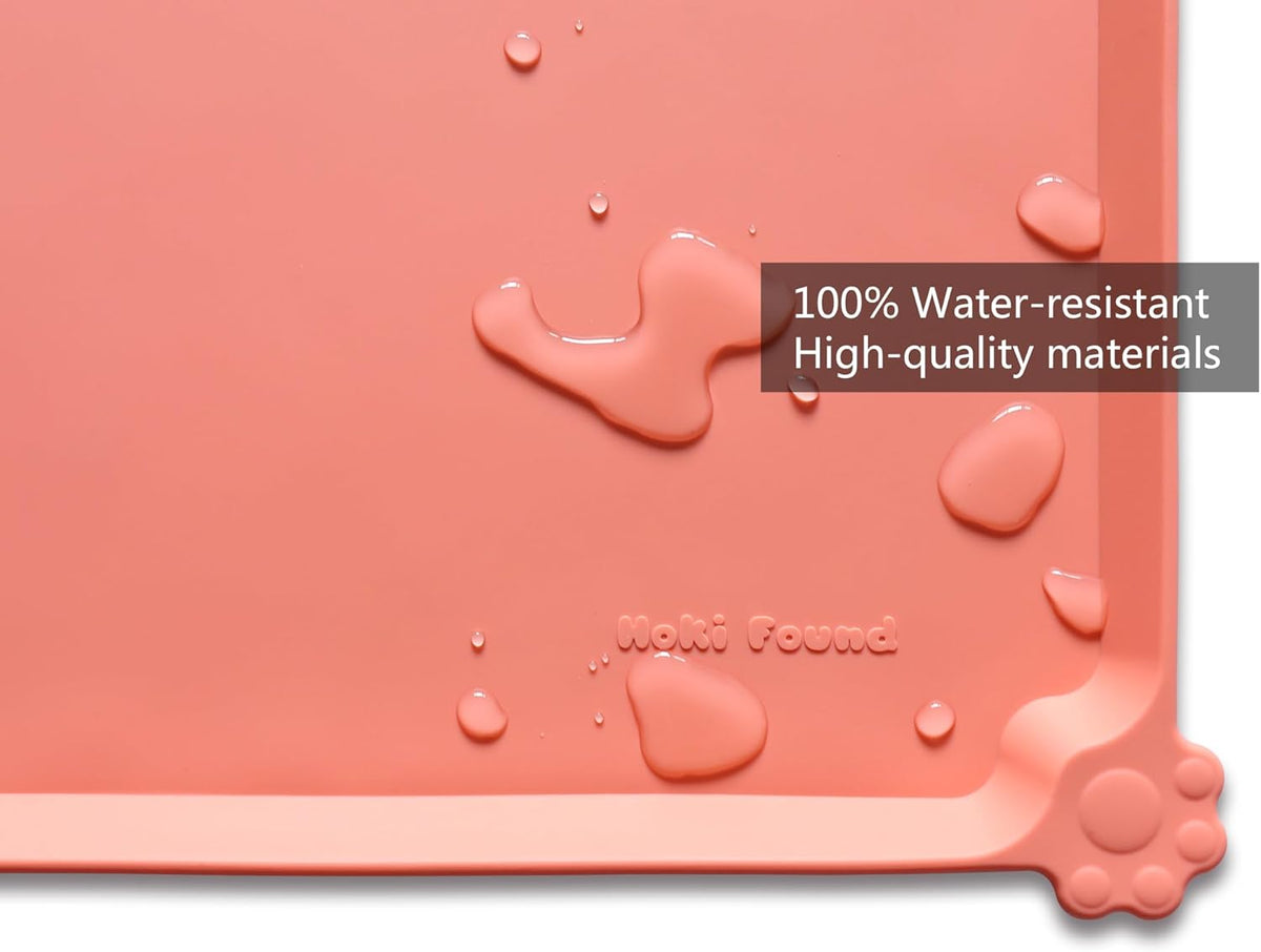 Hoki Found L Silicone Non Slip Pet & Cat Dog Feeding Tray - Waterproof & Pet Water Mats for Carpet
