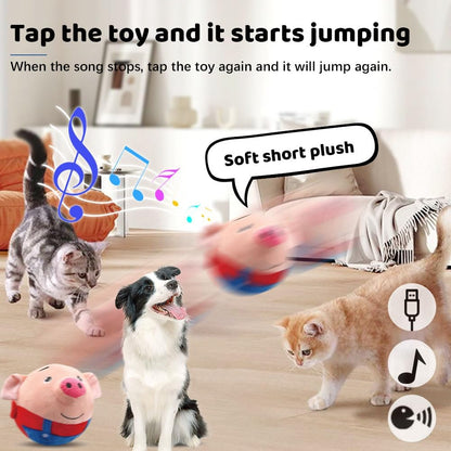 Upgrade Active Moving Pet Plush Toy, Squeaky Moving Dog Ball Toy Interactive Dog Toy for Boredom