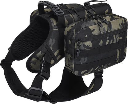 BYGD Dog Saddle Backpack for Hiking, Lightweight Waterproof Harness with Removable Bags for Large