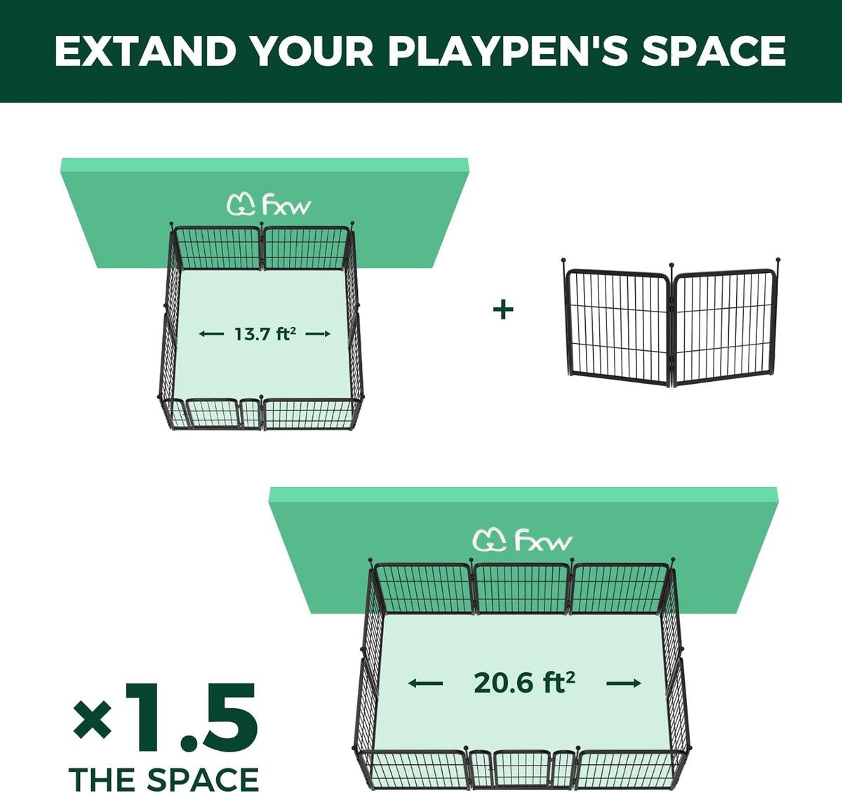 FXW Rollick Unleashed Dog Playpen for Indoor, Yard, RV Camping, 24 inch 2 Panels for Small and
