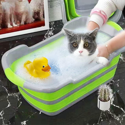 Multipurpose Collapsible Pet Bathtub with Drainage Hole for Puppy Small Dogs Cats, Portable Laundry