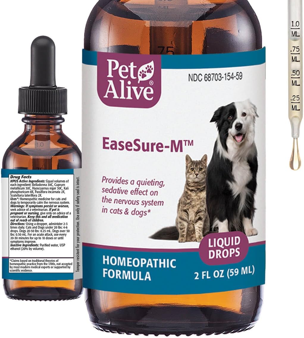 PetAlive EaseSure-M Calming Drops for Dogs and Cats – Natural Homeopathic Care for Nervous System