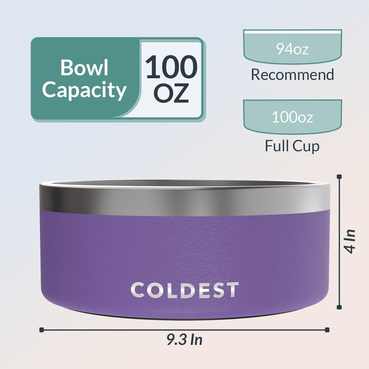 Coldest Dog Bowl - Anti Rust Metal, Non Slip, 3 Layers Insulated Stainless Steel Dog Bowls - Spill