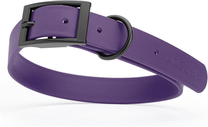 Dogline Biothane Waterproof Dog Collar Strong Coated Nylon Webbing with Black Hardware Odor- Proof