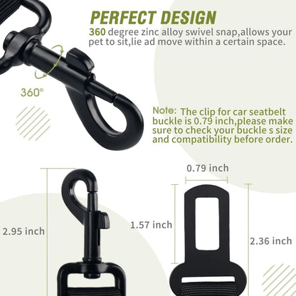 COOYOO Dog Seat Belt,Retractable Dog Car Harness Seat Belt for Car Adjustable Nylon Pet Safety Seat