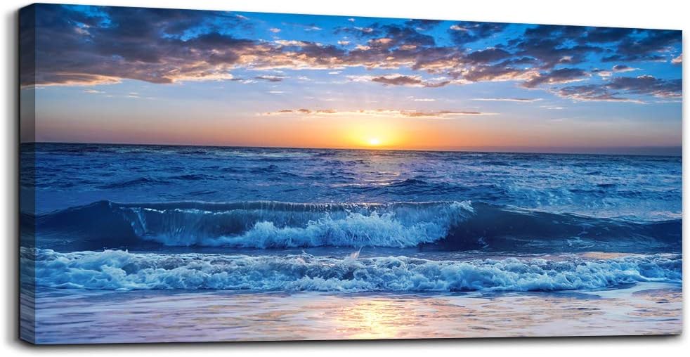 canvas wall art for living room Blue Ocean Sea sun landscape painting bathroom Wall Decor Ready to