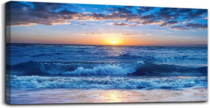 canvas wall art for living room Blue Ocean Sea sun landscape painting bathroom Wall Decor Ready to
