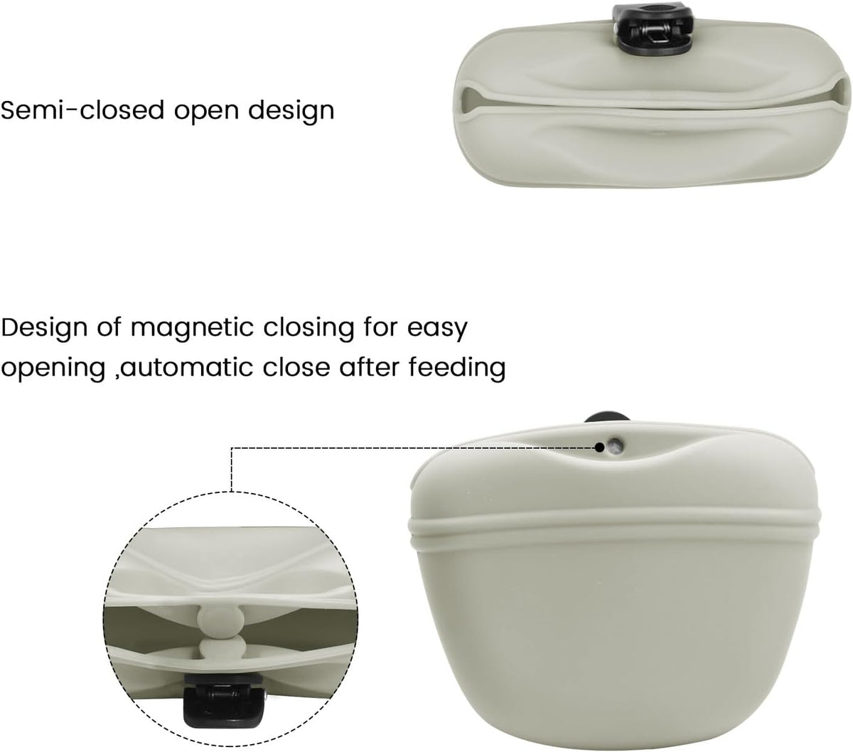 AUDWUD Silicone Dog Treat Pouch,Clip on Portable Training Container,Convenient Magnetic Buckle