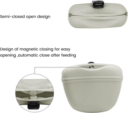 AUDWUD Silicone Dog Treat Pouch,Clip on Portable Training Container,Convenient Magnetic Buckle