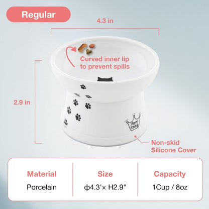 Necoichi Raised Stress Free Cat Food Bowl, Elevated, Backflow Prevention, Dishwasher and Microwave