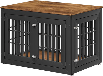 42" Heavy Duty Dog Crate Furniture for Small,Medium and Large Dogs,Rustic Wooden Dog Cage Kennel