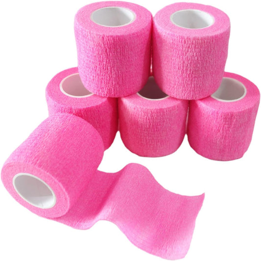 6 Pack 2" x 5 Yards Self Adhesive Bandage Wrap Breathable Cohesive Vet Wrap for Pets, Elastic