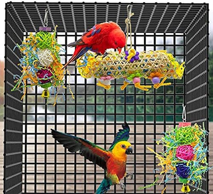 EBaokuup 3Pack Bird Chewing Toys Foraging Shredder Toy Parrot Cage Bird Loofah Hanging Toy for