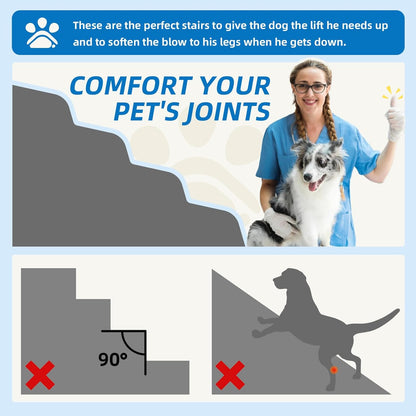 Dog Stairs 4 Steps for Small Dogs and Cats to Get on High Beds, Couch or Car, Pets Can Climb, Sit
