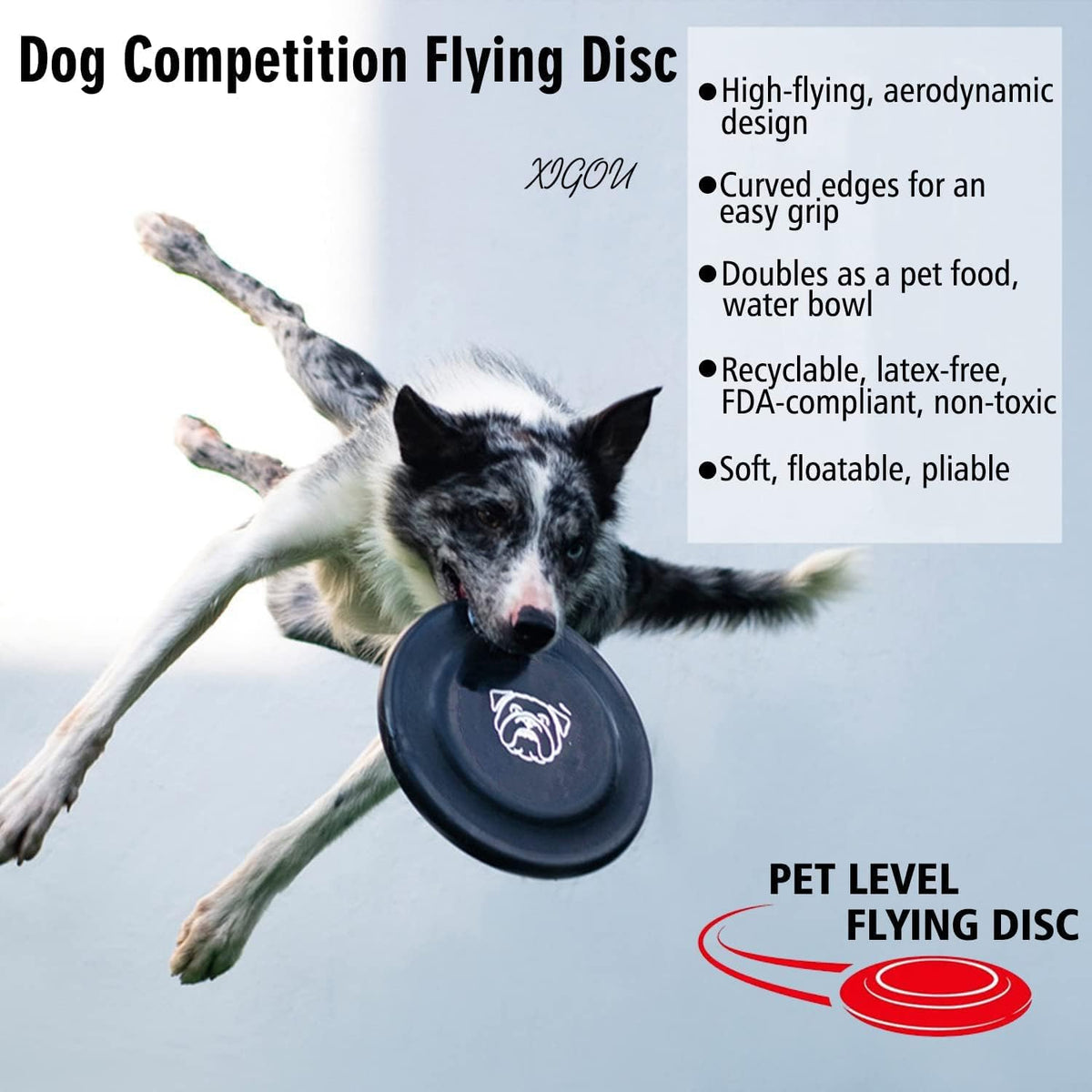 Dog Flying Disc, 3 Pcs Competition Dog Flyer Toy, Soft Indestructible Rubber Lightweight Flying