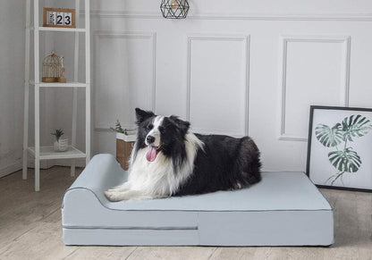 KOPEKS Orthopedic Memory Foam Dog Bed 7" Inch Thick Extra Large Dog Bed With Pillow Grey