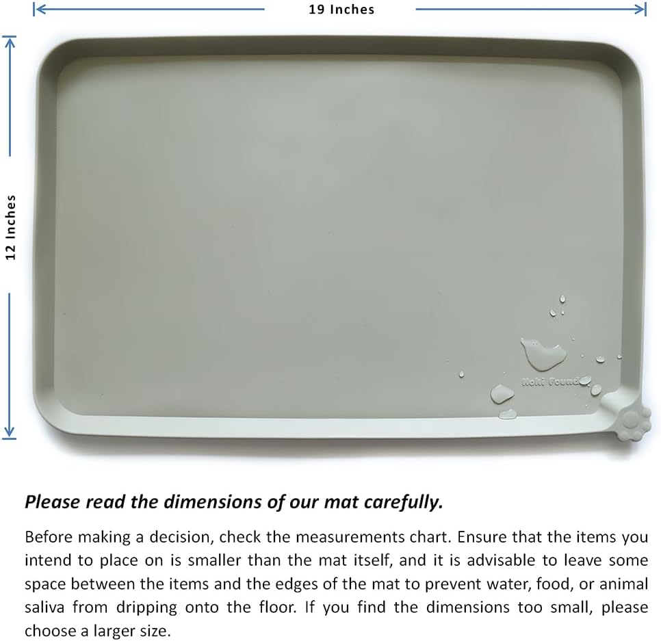Hoki Found Silicone Pet Food Tray - Non Slip Pet Dog Cat Bowl Placemat - Feeding Mat - Waterproof