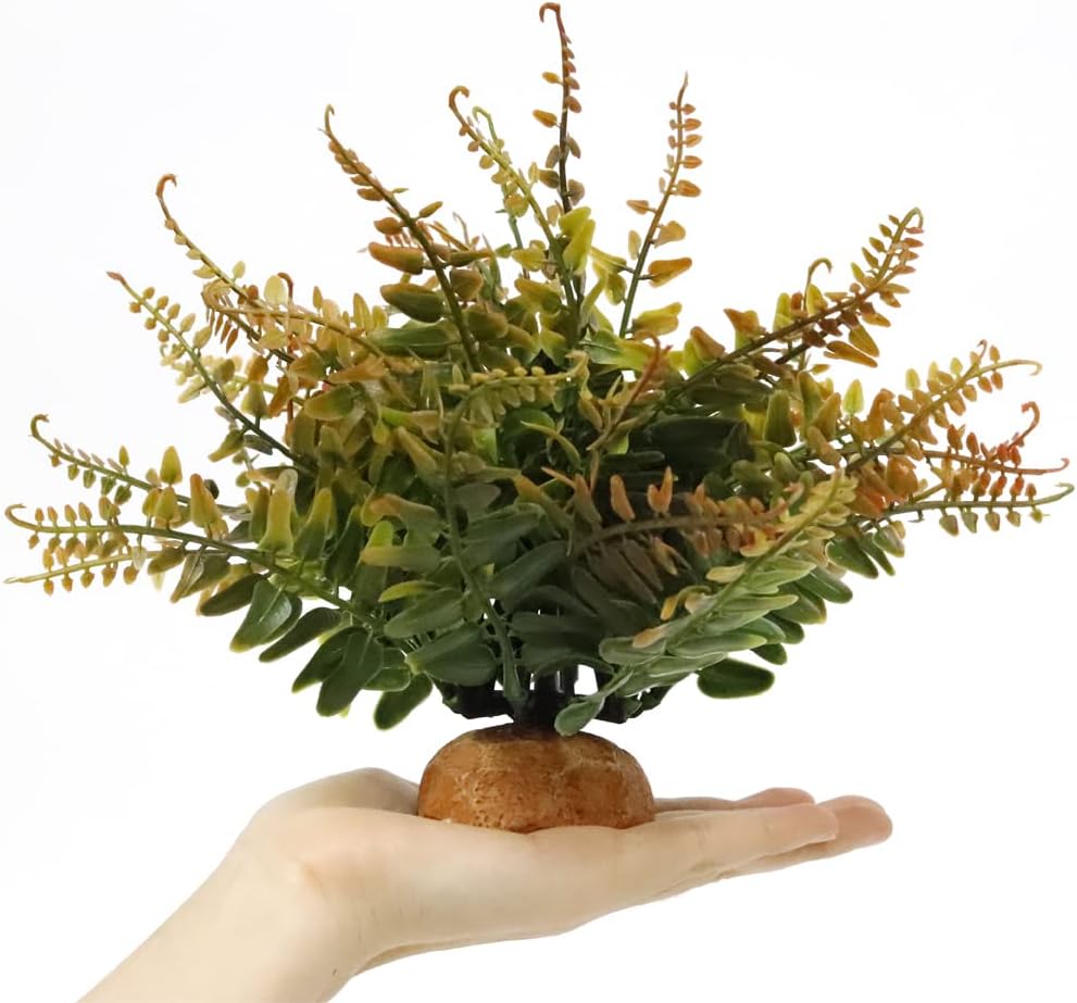 Fake Fall Colors Boston Fern, Reptile Plants for Terrarium, Amphibian Tank Accessories Habitat