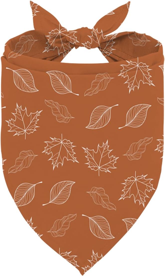 Fall Dog Bandanas Orange Autumn Leaves Print Pet Scarf for Boy and Girl Holiday Bandana for Medium