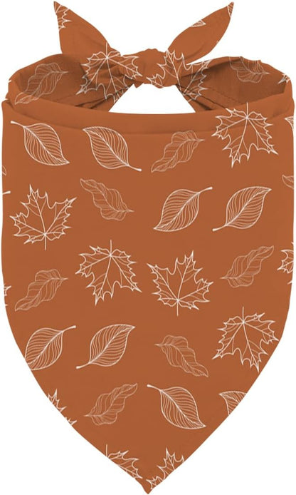 Fall Dog Bandanas Orange Autumn Leaves Print Pet Scarf for Boy and Girl Holiday Bandana for Medium