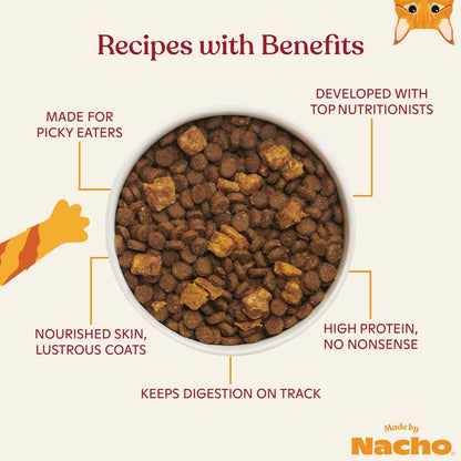 Made by Nacho Dry Cat Kibble 2lb Bag, High Protein Premium Cat Food with Freeze-Dried Pieces