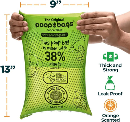 The Original Poop Bags® Dog Poop Bags Rolls – Orange Scented, 38% Plant-Based, USDA Certified