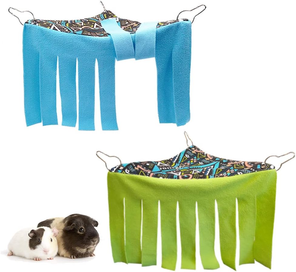 RIOUSSI Guinea Pig Hideout Hideaway Corner Fleece Toys Cage Accessories with Reversible Sides
