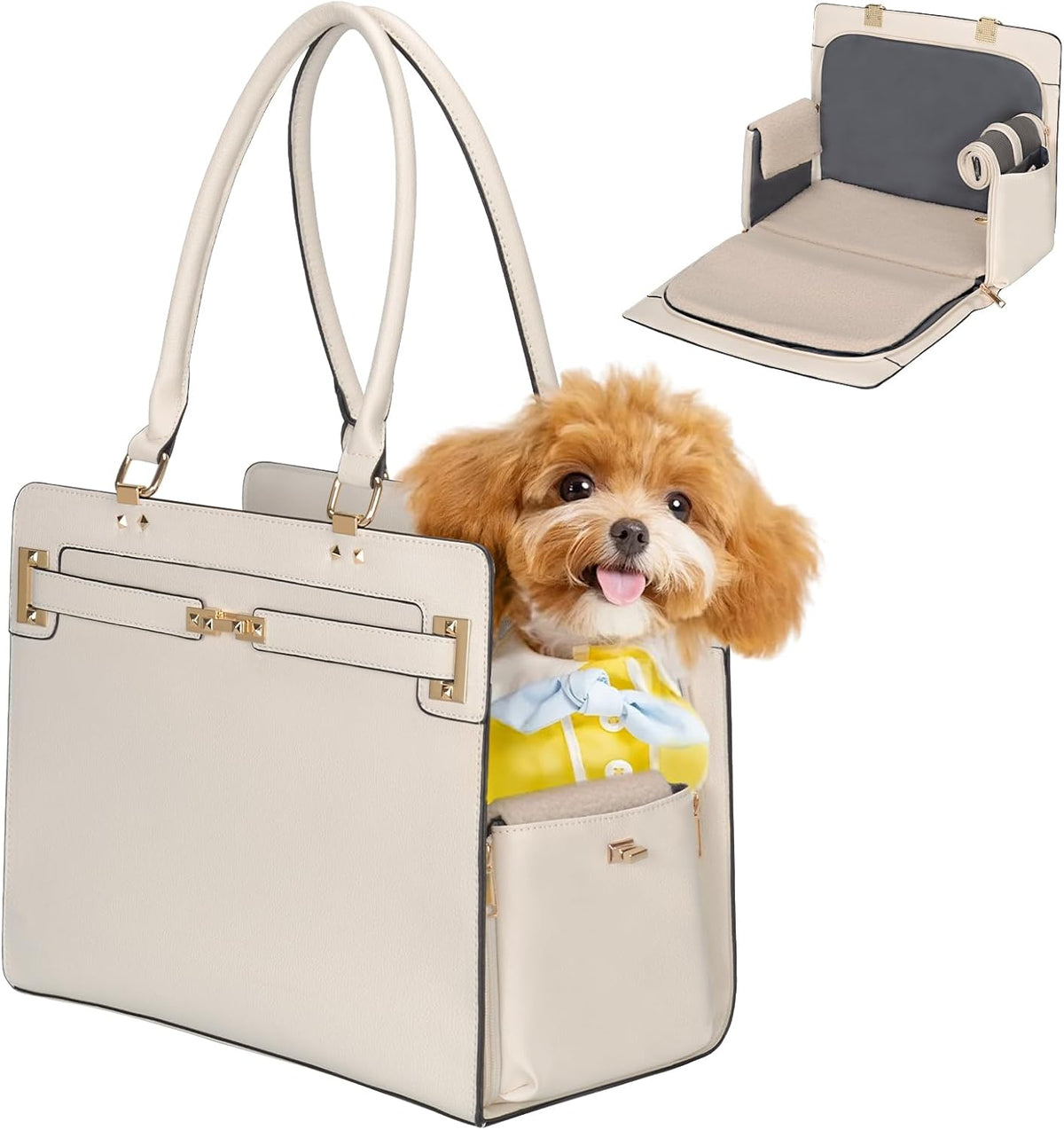2-in-1 Stylish Dog Purse Carrier Soft-Sided Carriers Travel Tote Bag for Small Dogs Cats, Fashion